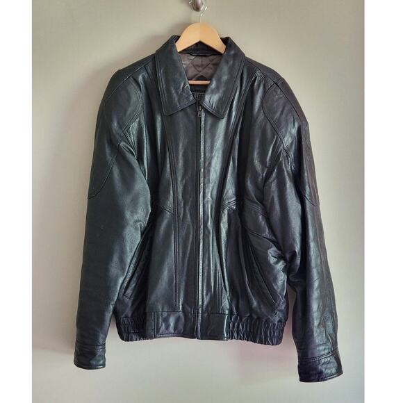Vtg L.A. Leather Jacket Mens 2XL Big  Motorcycle Bomber Quilted Insulated Liner - Picture 1 of 13